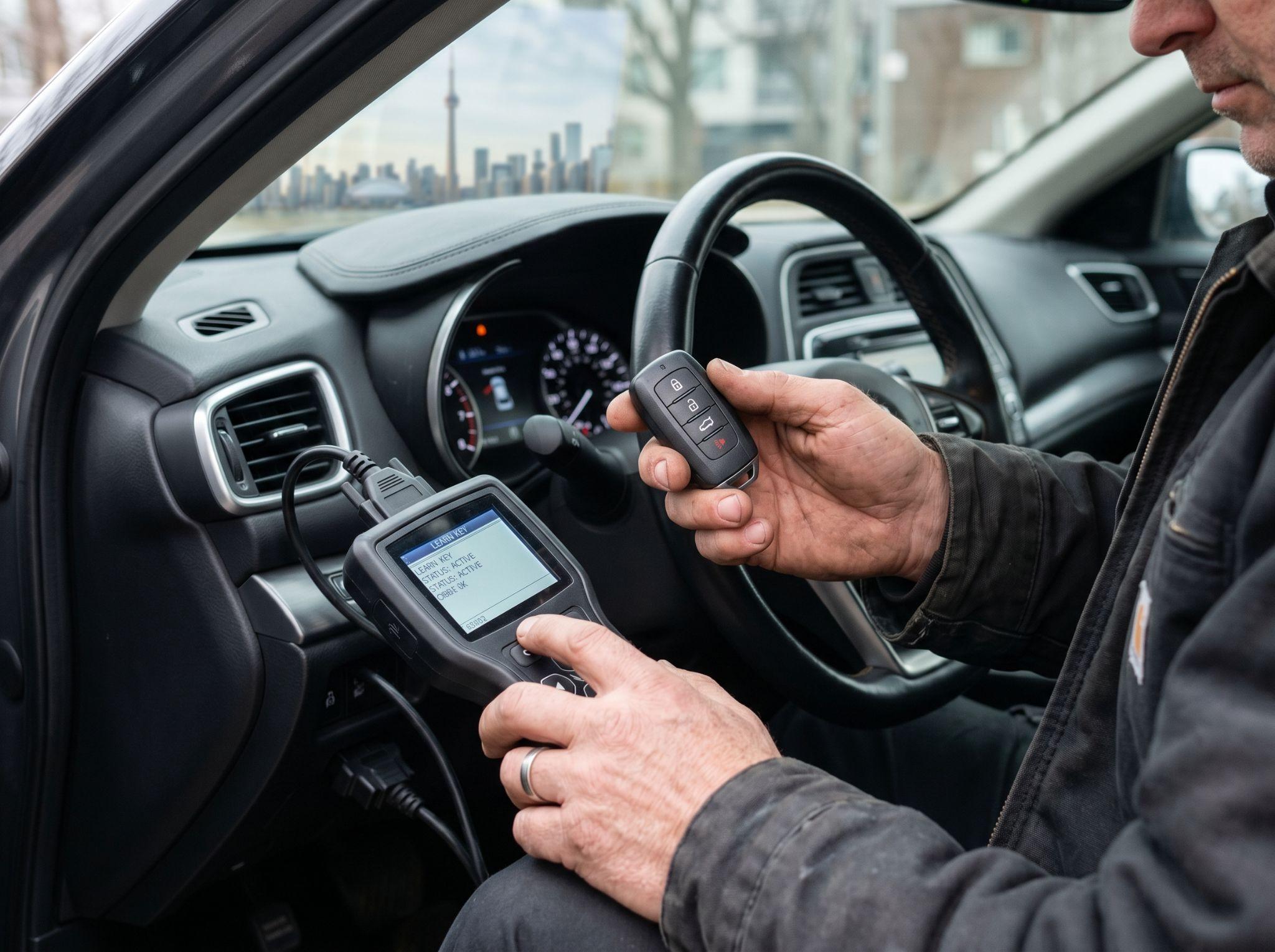 Mobile automotive locksmith equipment for on-site car key cutting and programming in the GTA